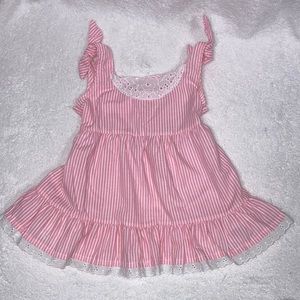 Vintage king kole 4t pink white striped sundress seersucker